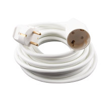 Skjøteledning m/jord hvit 6 meter